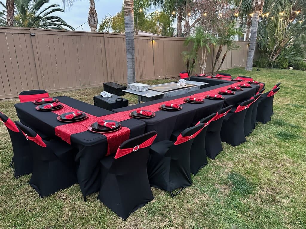 Elegant wedding hibachi catering setup